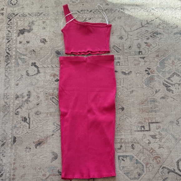 Lulu’s Pink One-Shoulder Crop Top and Skirt Set - Picture 10 of 10